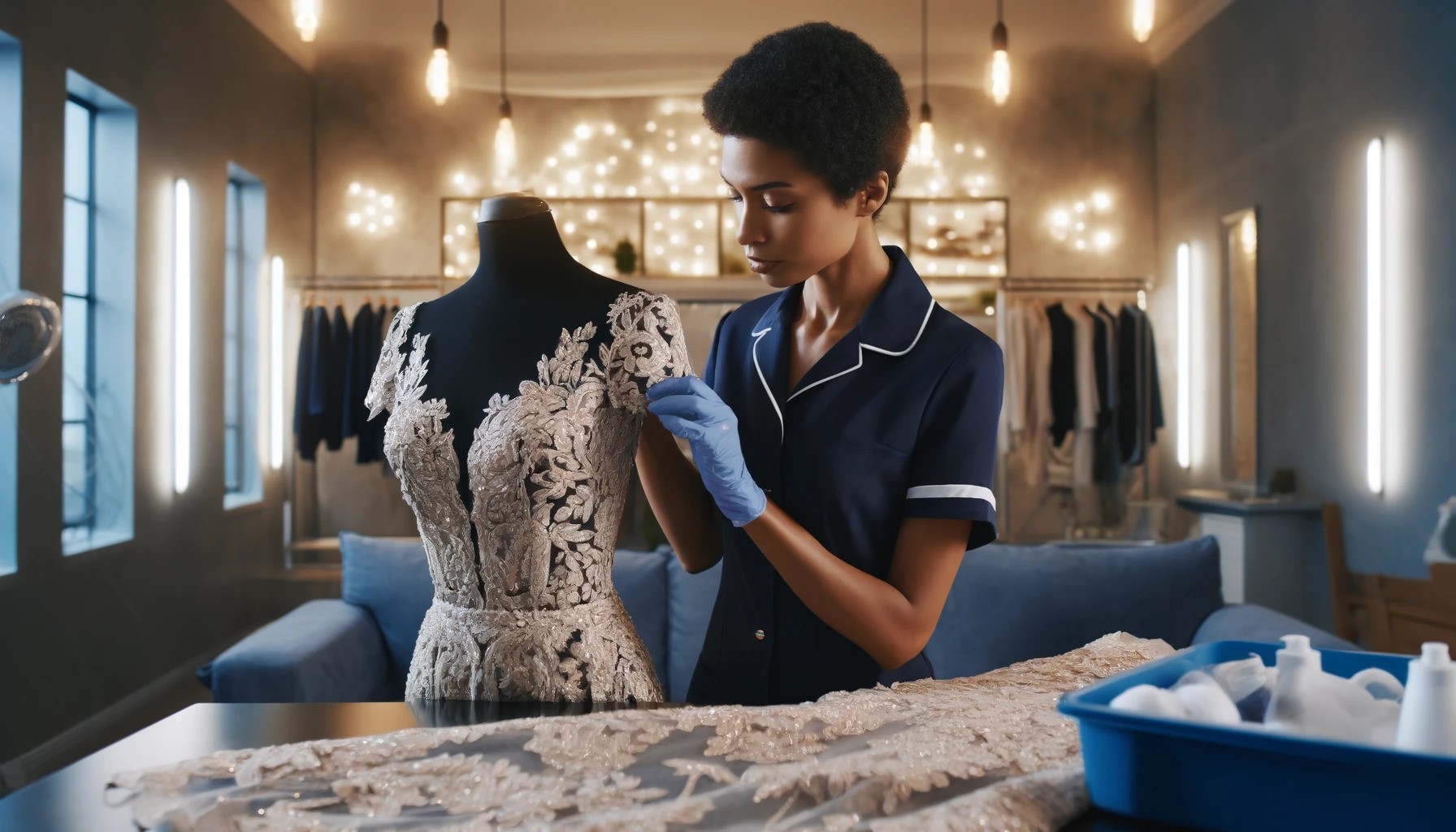 Nettoyage Professionnel des Robes de Soirée en Dentelle